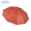 Mercado al por mayor por encargo barato 23 &quot;Scottish Red Grid Fabric Canopy Popular lluvia de los hombres de gran tamaño plegable paraguas fábrica de China